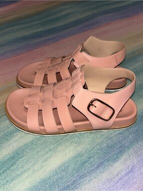 Anthro Anthropologie Woven Leather Fisherman Sandals pink  EU 40 / US 9